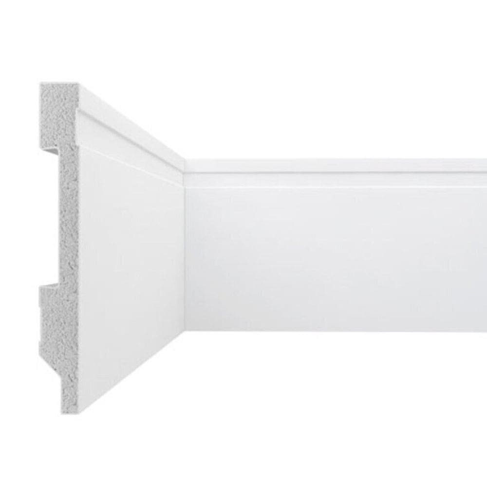 Kit 48 Metros Lineares Rodapé Frisado 10cm em Poliestireno Floort Branco