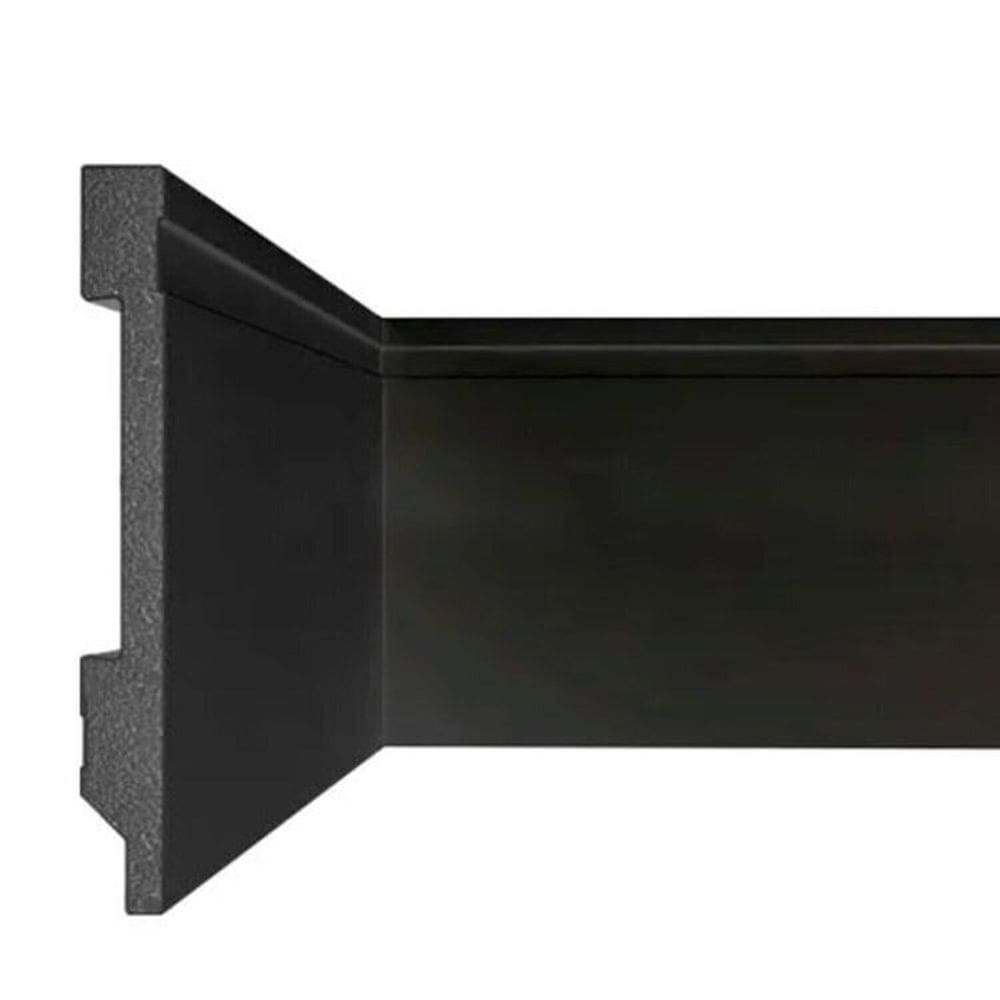 Kit 36 Metros Lineares Rodapé Frisado 15cm em Poliestireno Floort Preto