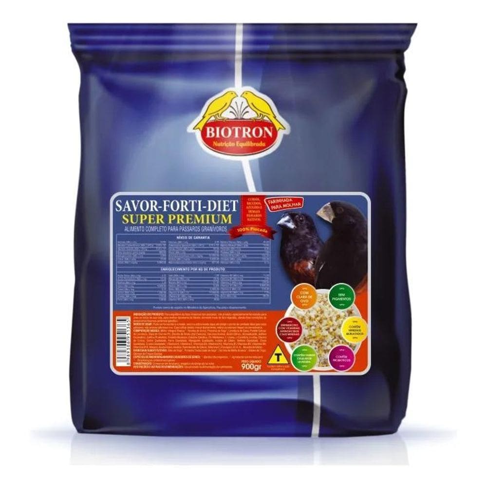 2X Biotron Farinhada Savor Fort Diet 900G Curió Bicudo P Mol