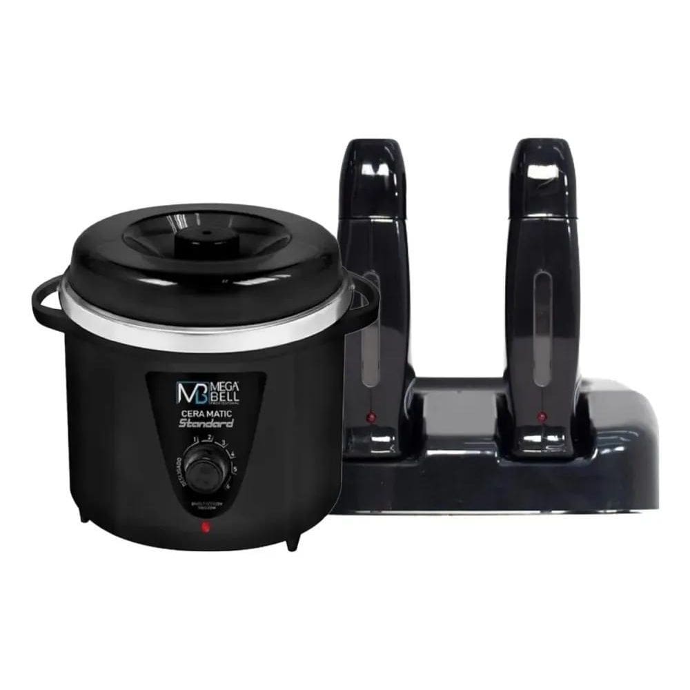 2X Termocera 700G + Base Dupla + 2 Rollon Cera Quente Preto
