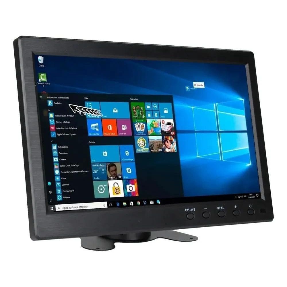 2X Tela Monitor 10 Polegadas Ahd Ftv Controle Hdmi Vga Usb R