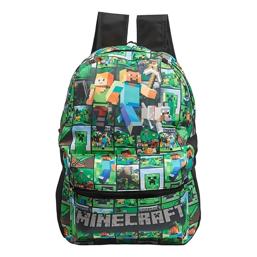 2X Amora Mochila Minecraft Infantil Juvenil De Lona Escolar