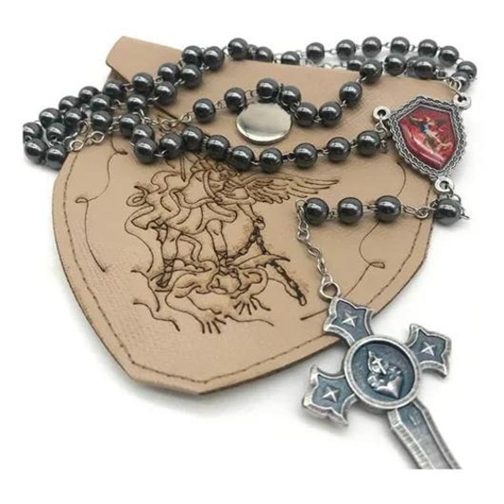 2X Zanato Artigos Religiosos Terço Hematita São Miguel Arcan