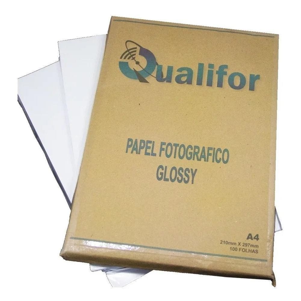100 Folhas Papel Foto Glossy 120G Brilho Prova D`Água A4