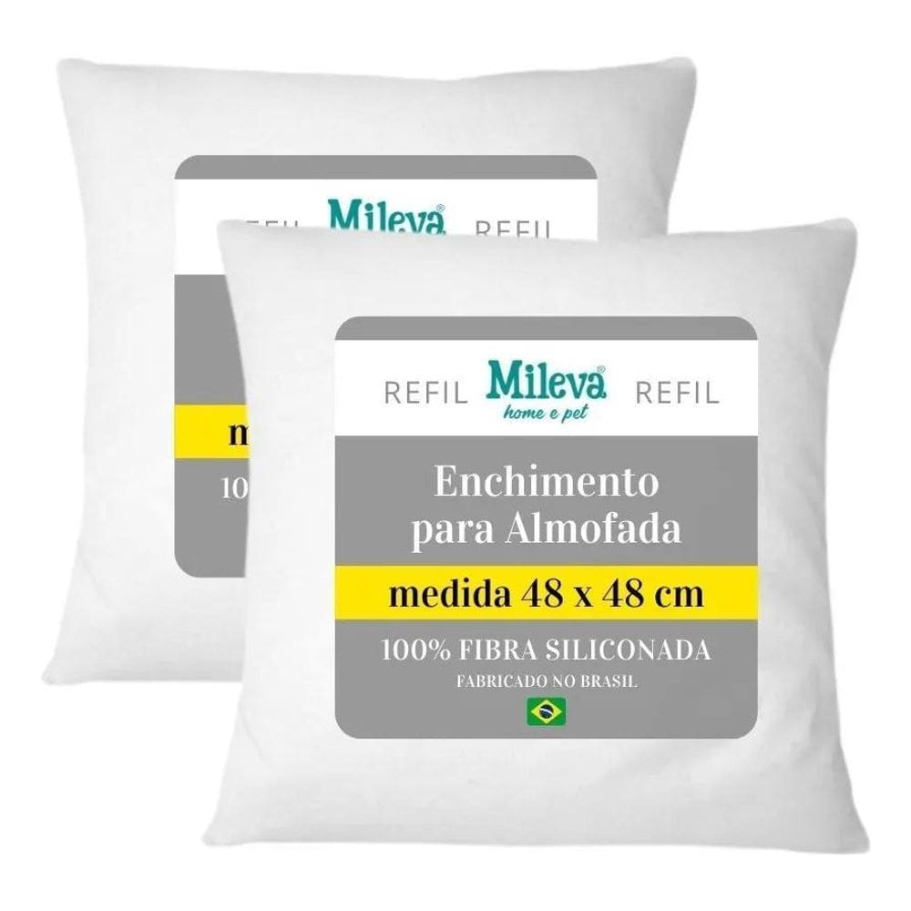 2X Kit 2 Enchimento Almofada Refil 45X45 Fibra 100% Silicona
