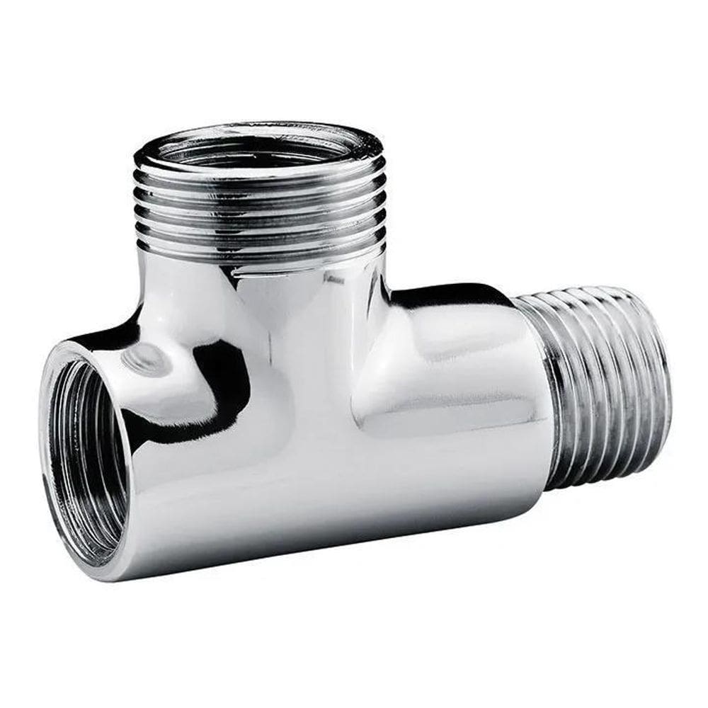 2X Adaptador Tee T Maquina Lavar Tanque 1/2X3/4 Latão Crom