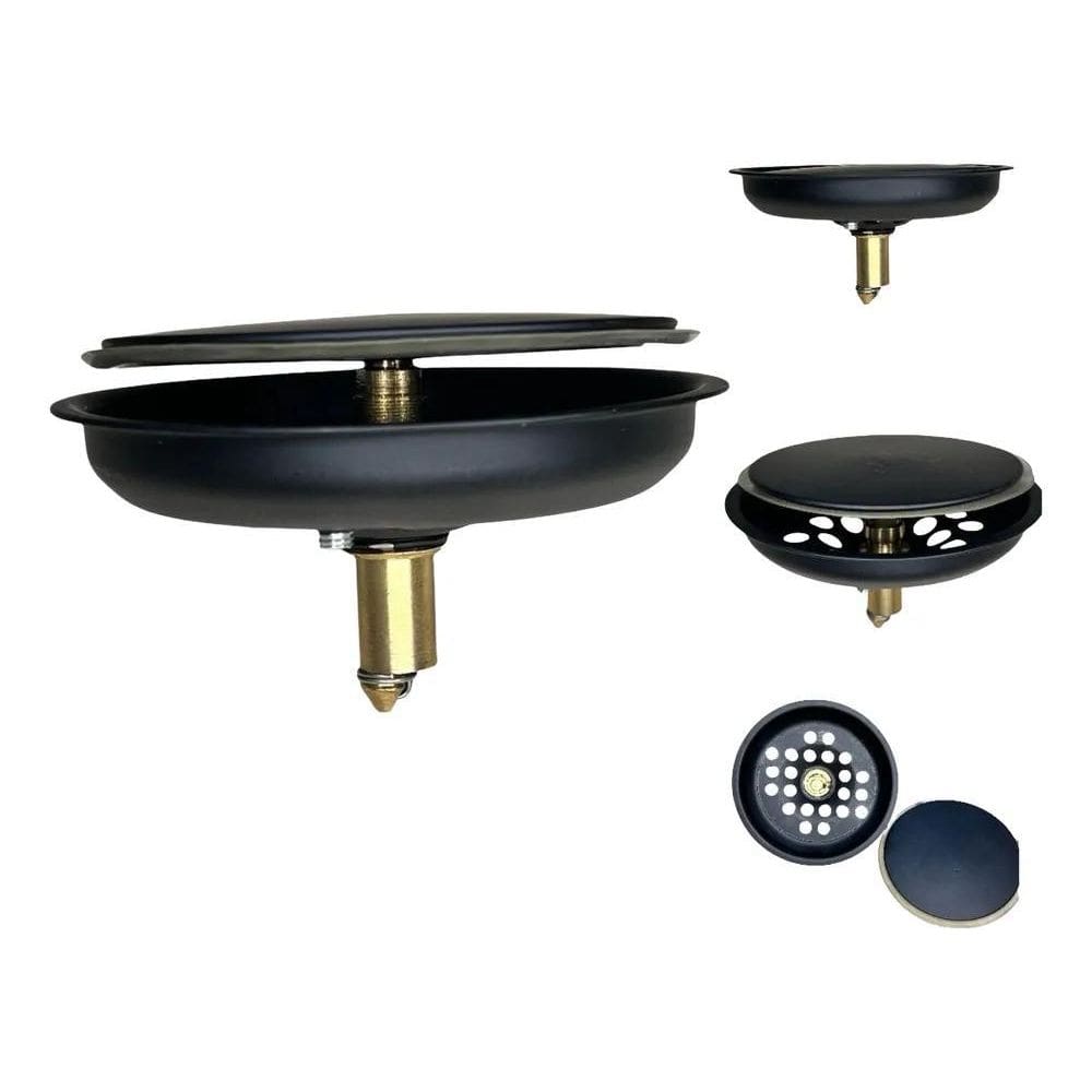 2X Ralo Click Inteligente Para Banheiro Redondo 10Cm Preto