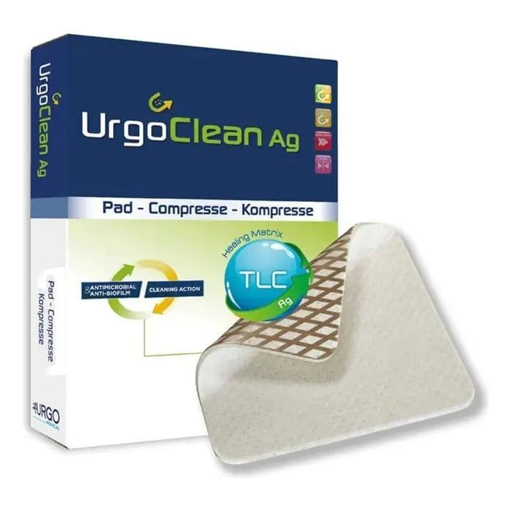 2X Curativo Urgoclean Ag 10X10Cm Hipoalergênico Antibiofilme