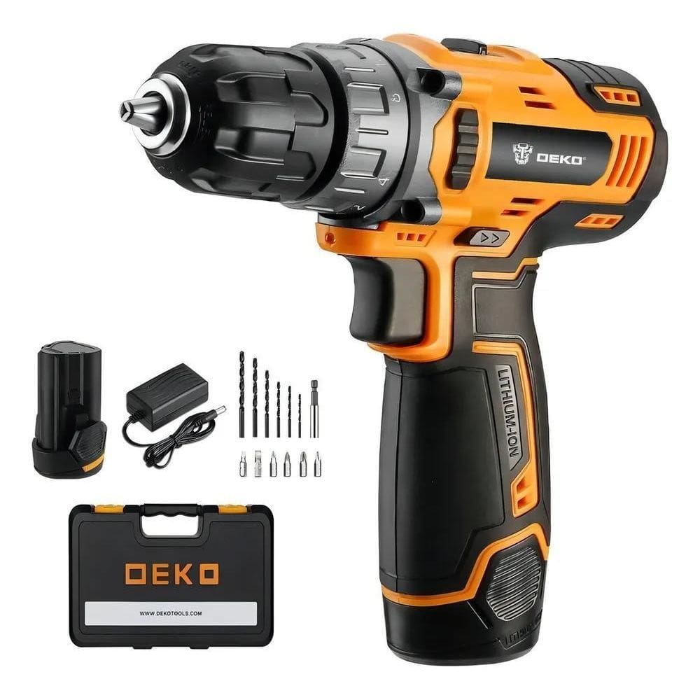 2X Furadeira 3/8 Pol. Com 2 Baterias Carregador Maleta Deko