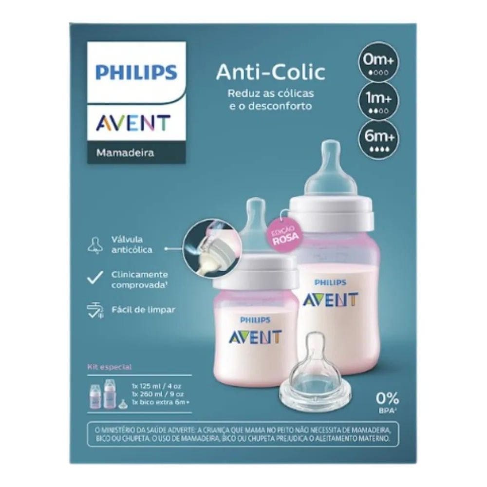2X Kit 2 Mamadeiras Philips Avent Anticolic 125/260Ml Rosa +