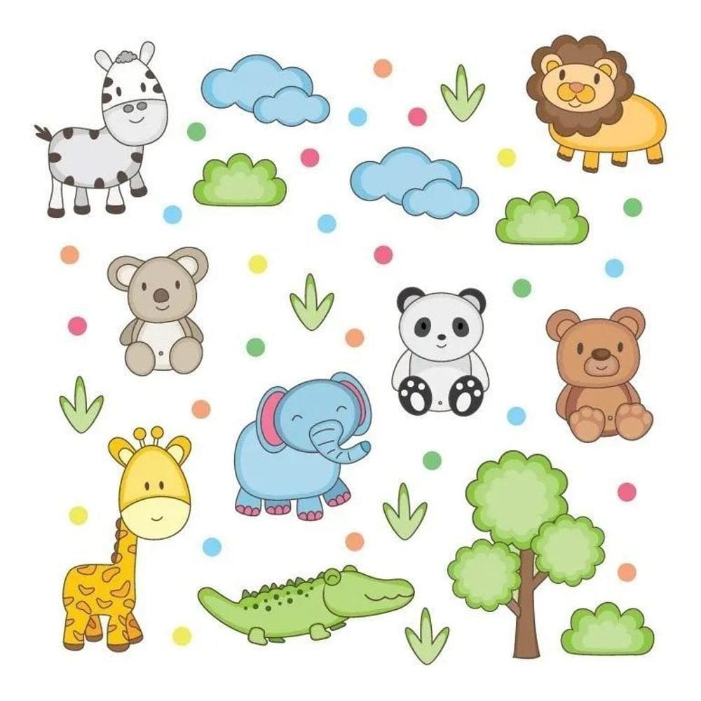 2X Adesivo De Parede Infantil Safari Quarto Criança Bebe 133