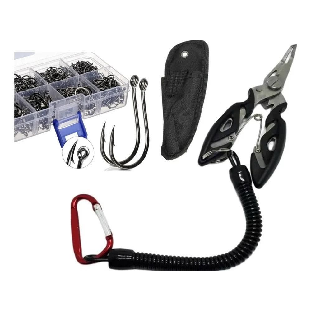 2X Kit 600 Anzóis Chinu + Alicate Tira Anzol