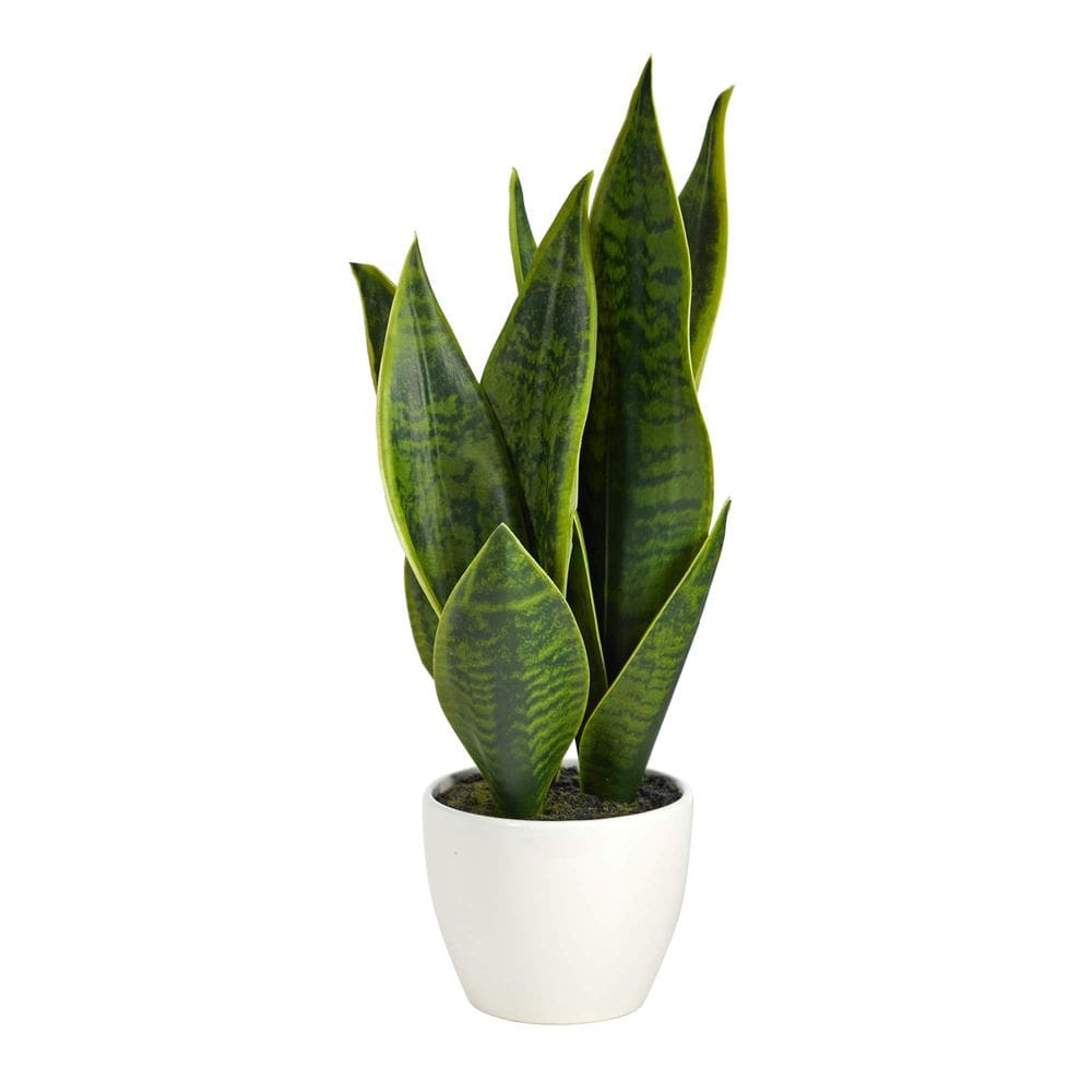 Planta Sansevieria Artificial Casi Natural en Blanco