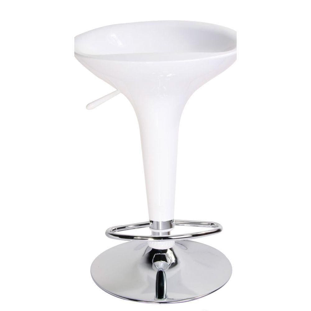 Banqueta Bar Em Abs Base Aço Cromado Encosto Baixa Branca Kala