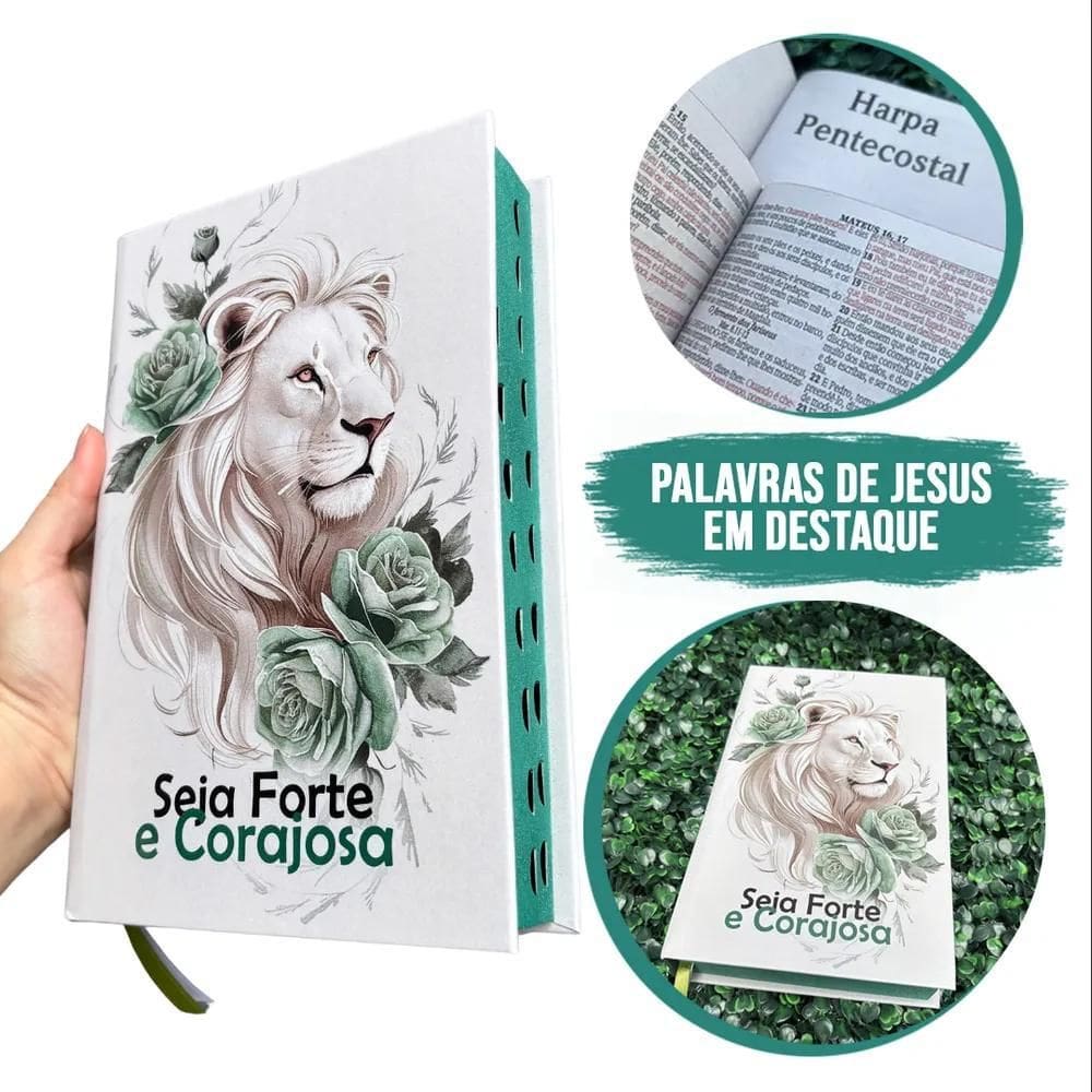 2X Bíblia Sagrada Seja Forte E Corajosa Verde Evangélica Fem