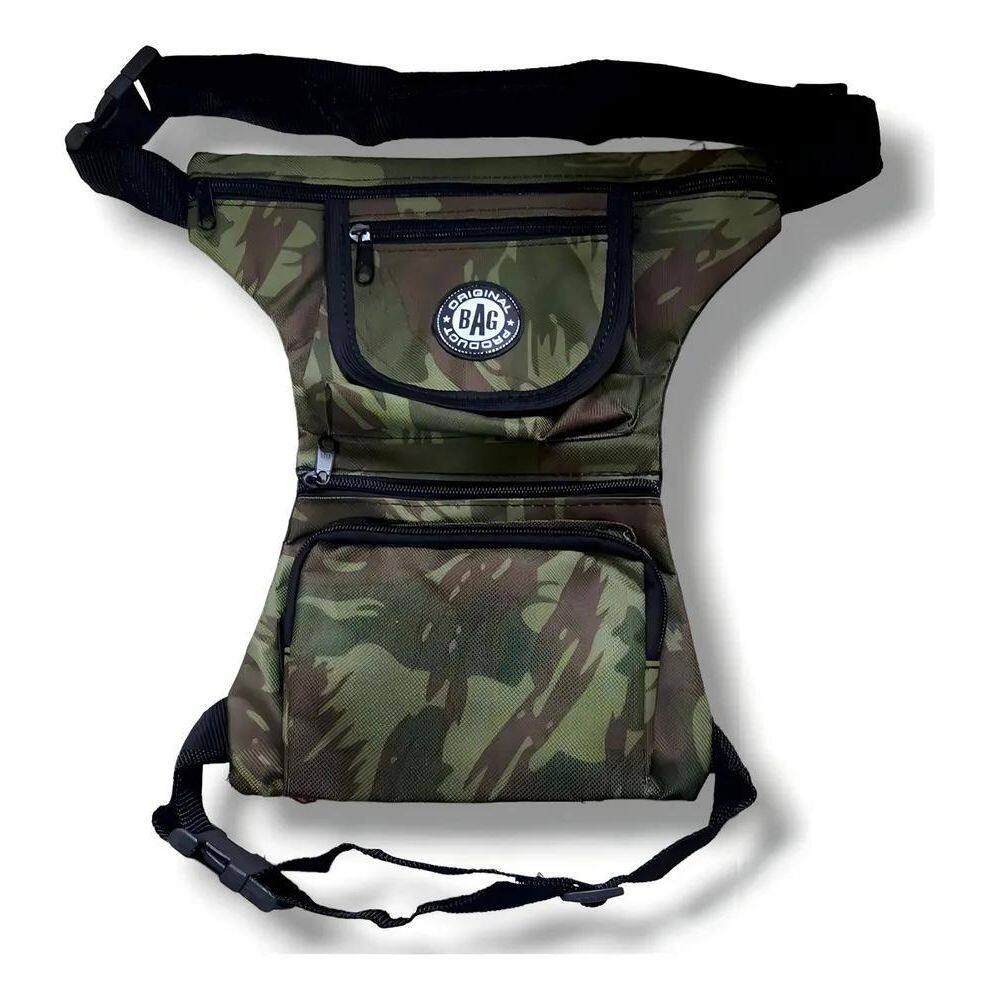 2X Pochete Cartucheira Bolsa Militar Perna Camuflada E Lisa