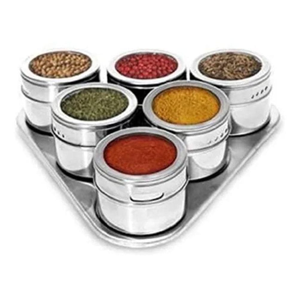 2X Porta Condimento Tempero Inox Magnético Imã Geladeira Com