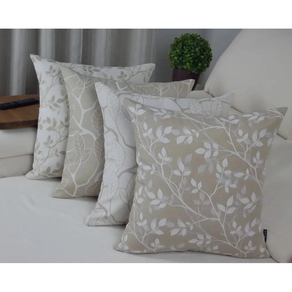 Kit 4 Capas Almofada Jacquard Full Risco + Espiral