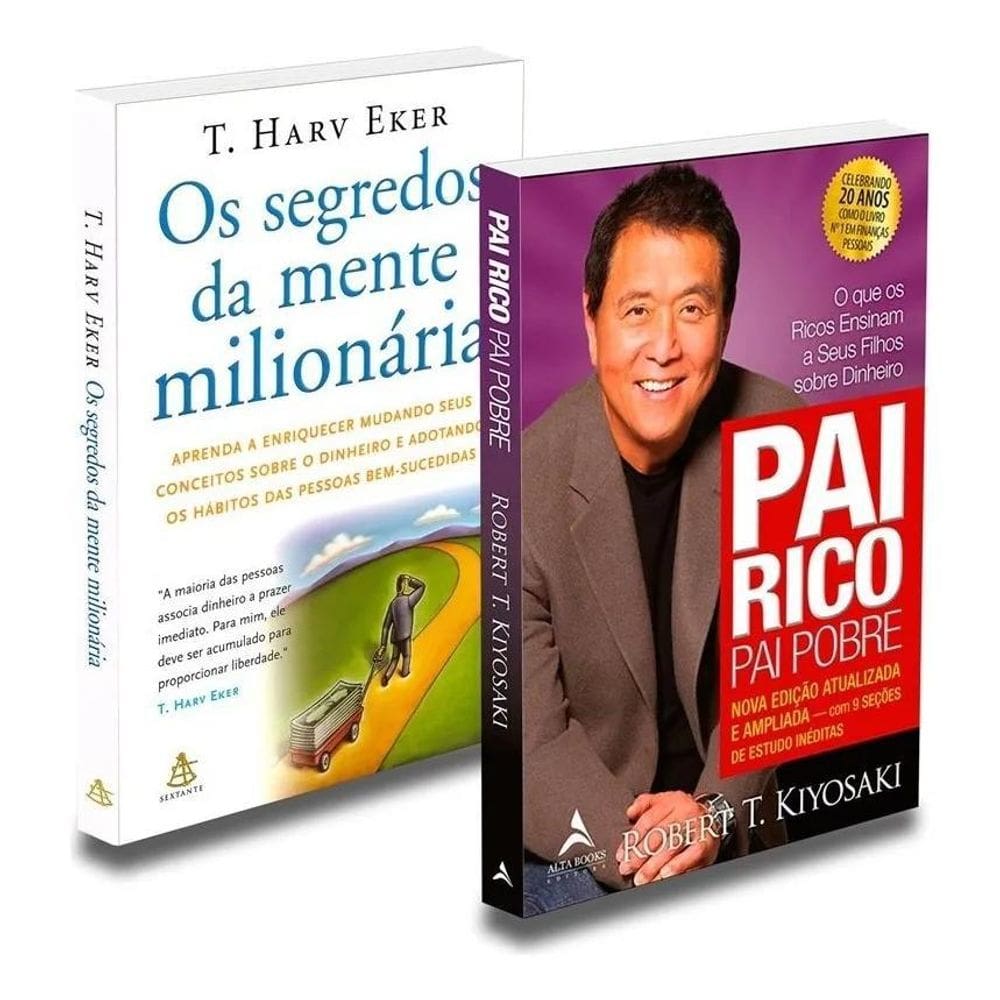 2X Kit Livro Pai Rico Pai Pobre E Segredos Mente Milionária,