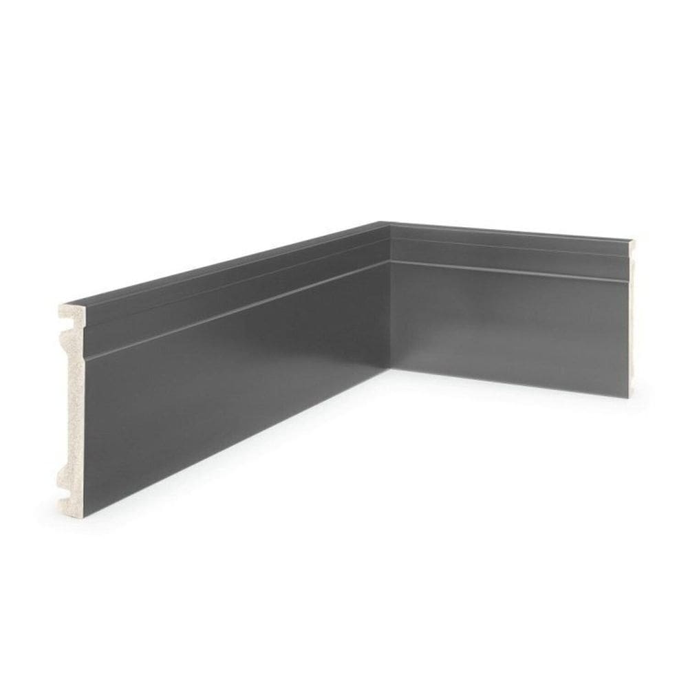 Kit 72m Linear Rodapé de Poliestireno 10cm X 1,5cm X 240cm Frisado Nfr Cinza