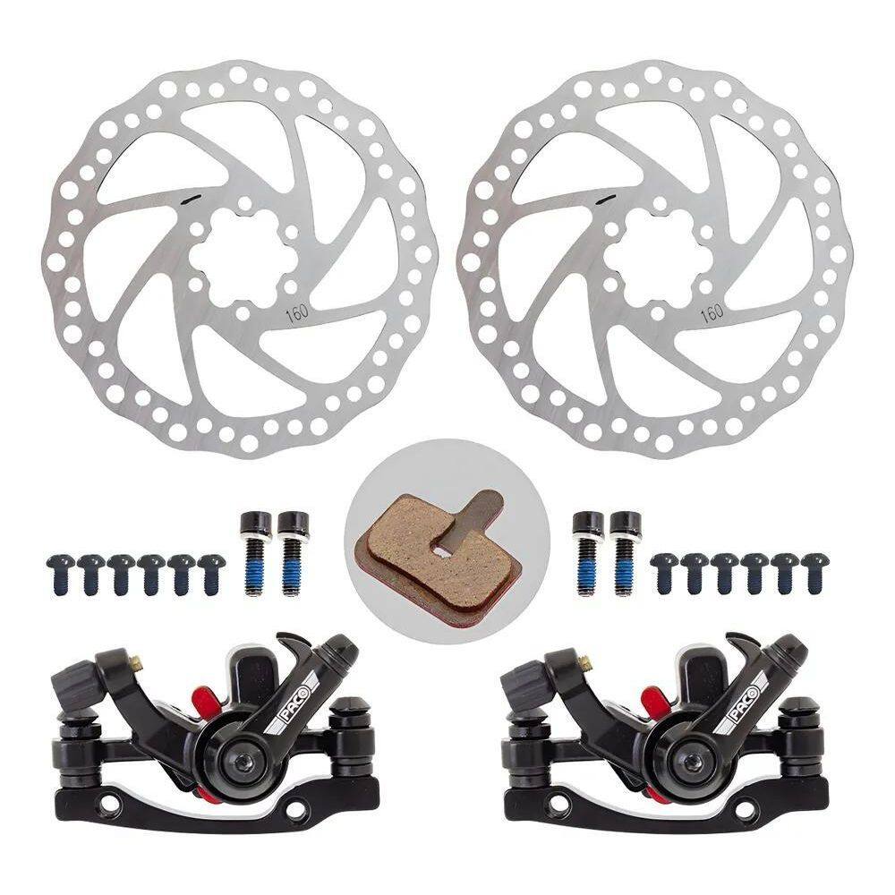 Kit Freio A Disco 160Mm Mecânico Pinça/Disco/Adaptador Bike