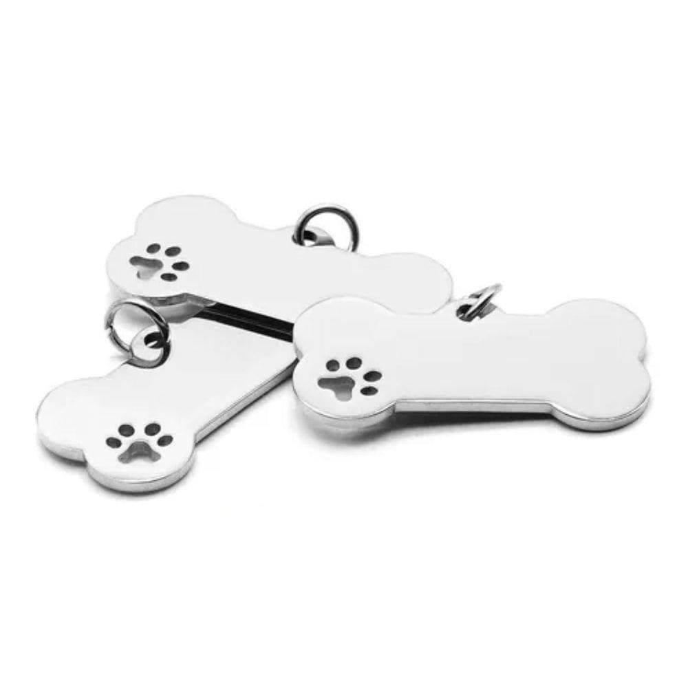 Pingente Plaquinha De Osso Identificação De Cão E Gato