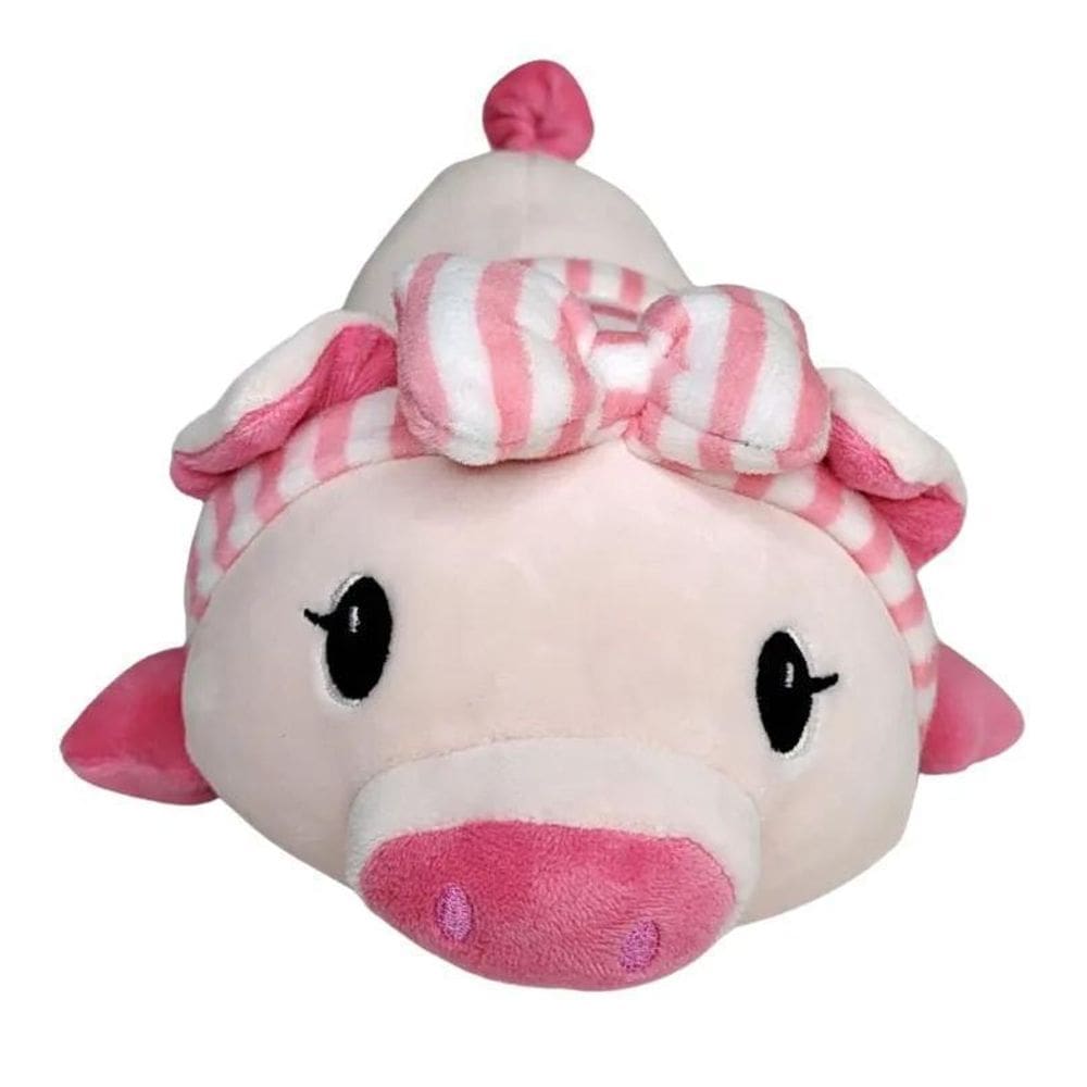 Porco Roupa Laço Deitado 34 Cm - Pelúcia