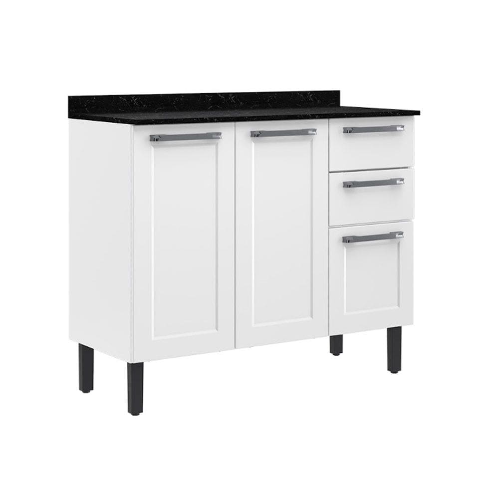 Balcao Florenca 105cm com 3 Portas e 2 Gavetas Branco Itatiaia