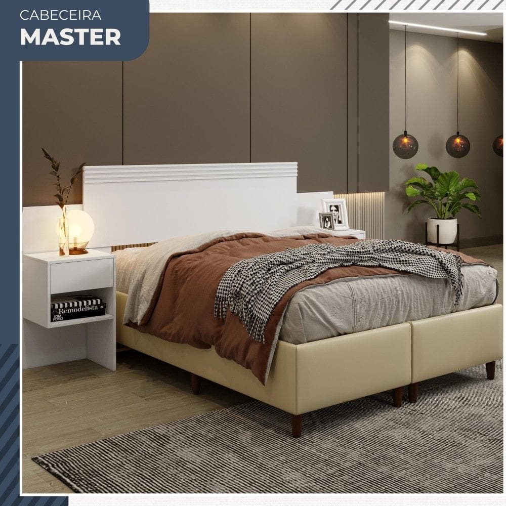 Cabeceira Extensivel Master com 2 Mesas de Cabeceiras 2 Gavetas Benetil Moveis