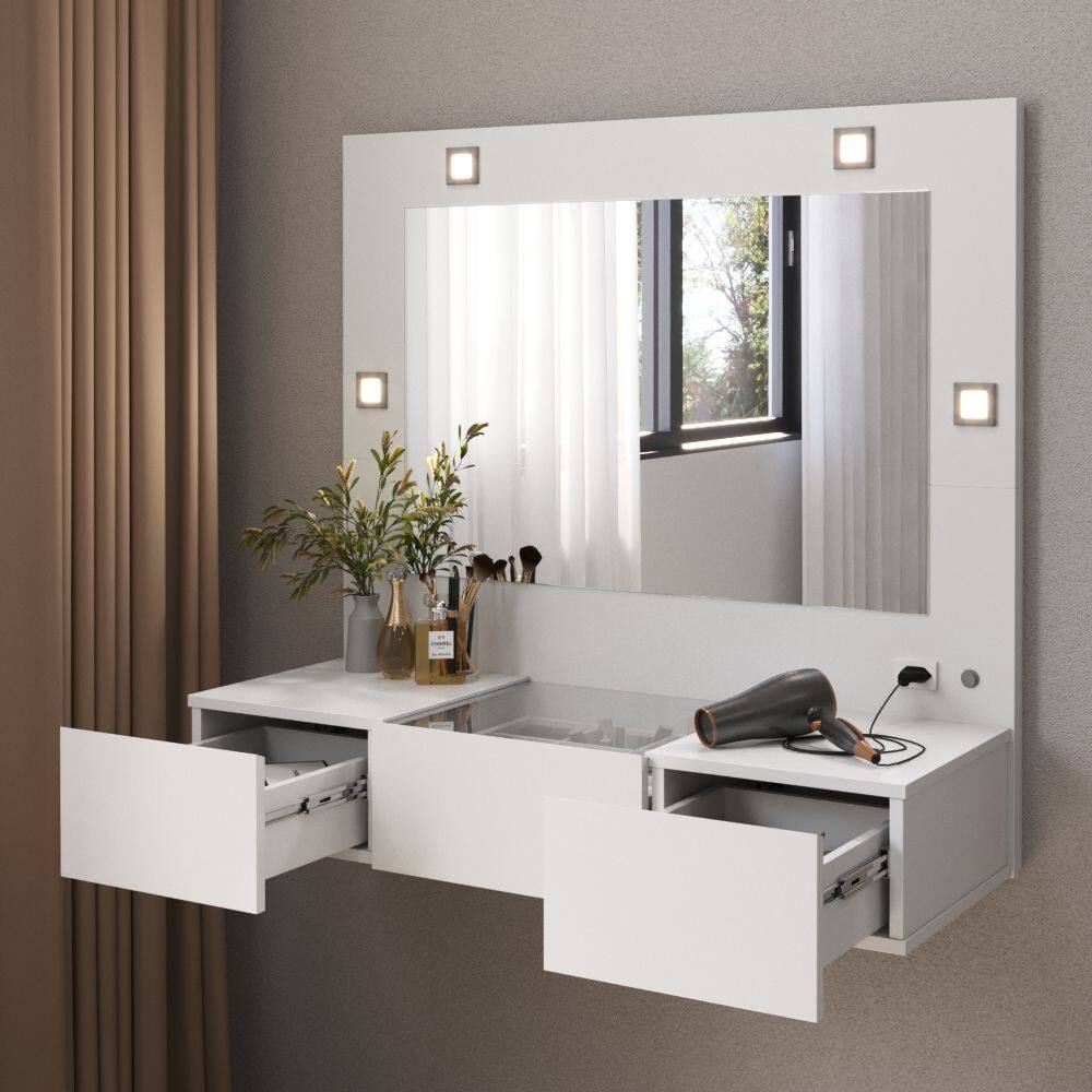 Penteadeira Camarim Suspensa Sofia Branco - Rede Móveis