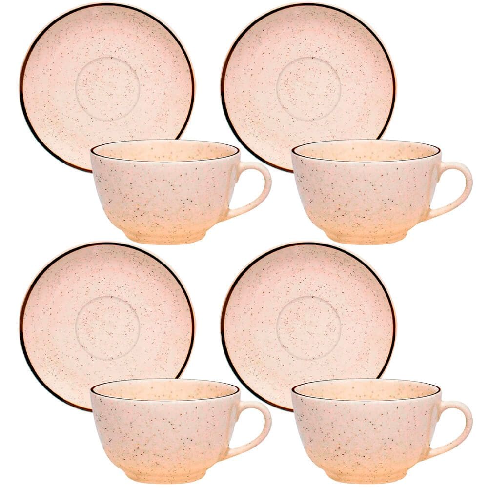 Conjunto de Xícara de Porcelana com Pires para Café e Chá Oxford Brisa 4 peças