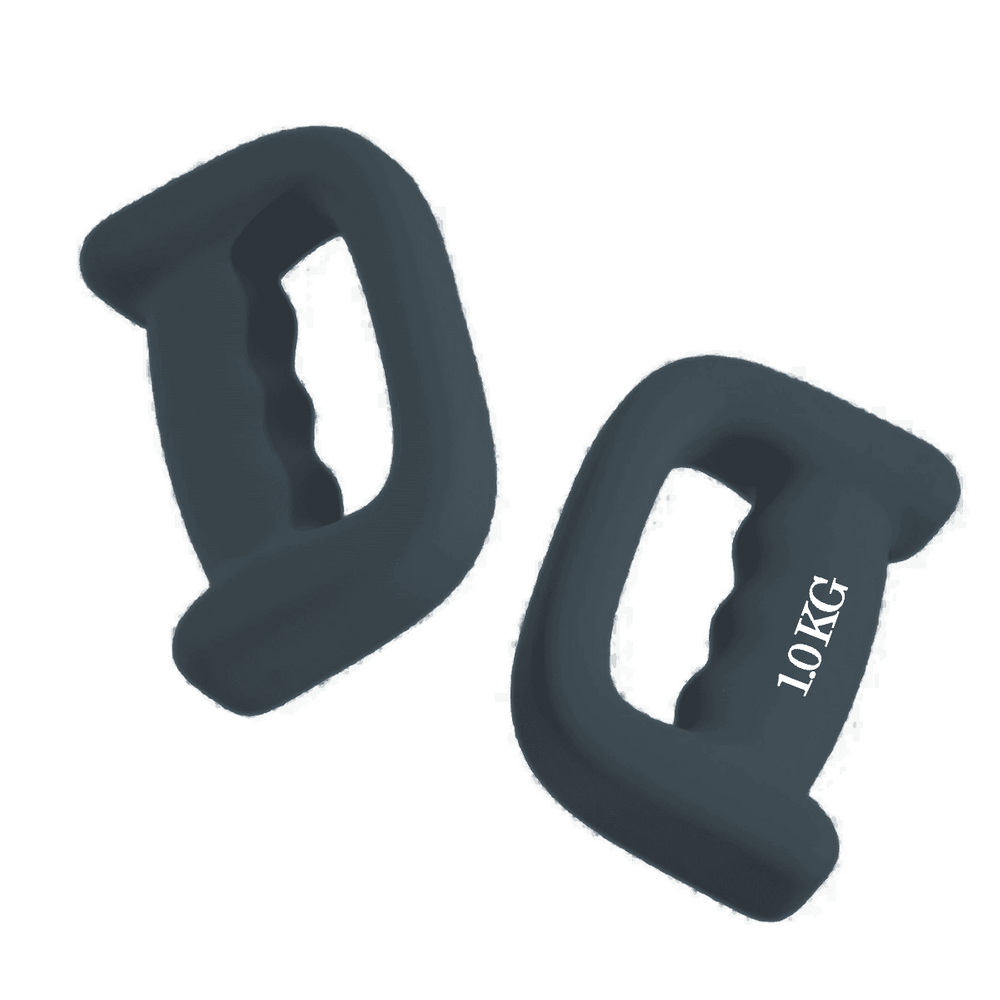 Pesos De Mao Halteres Boxing Dumbells 1kg Revestidos Musculacao Academia Fisoterapia Treino Fitness Exercicio Preto