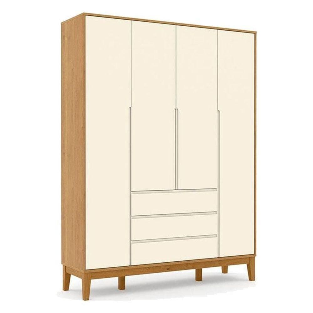 Guarda Roupa Infantil Nature Clean 4 Portas Freijó Off White Eco Wood - Matic