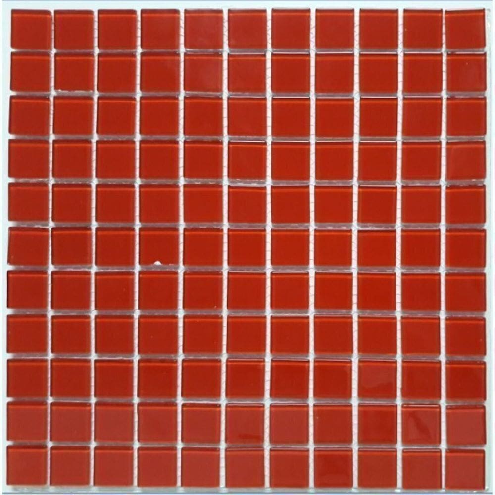 Kit 1m² Pastilha de Vidro e Cristal 30cm X 30cm Vermelho