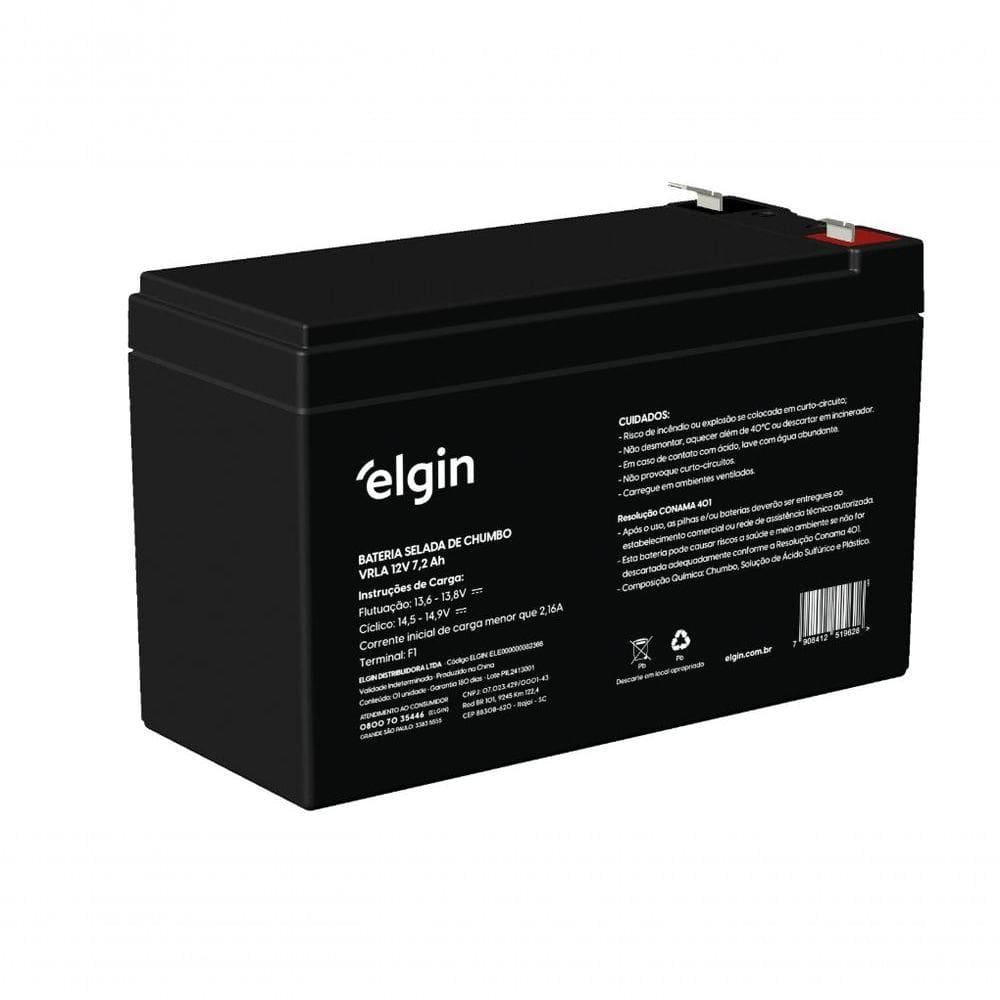 Bateria Chumbo Vlra 12v 7,2ah Terminal F187