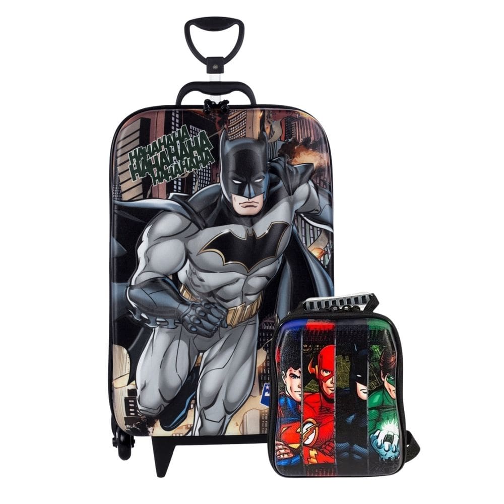 Mochila Roda Tripla 3D Lancheira Batman Liga da Justiça