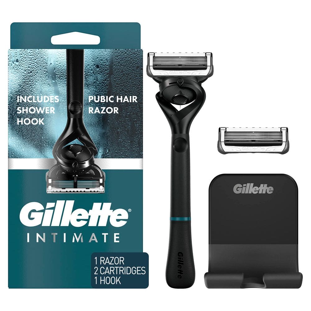 Máquina de barbear para pelos pubianos Gillette Intimate para homens com 2 recargas