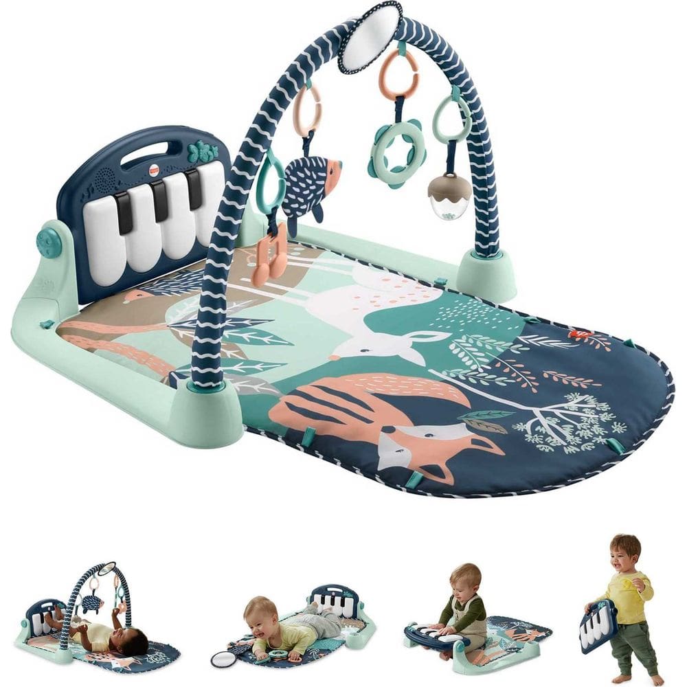 Tapete de brincar para bebês Fisher-Price Kick & Play Piano Gym Navy Fawn