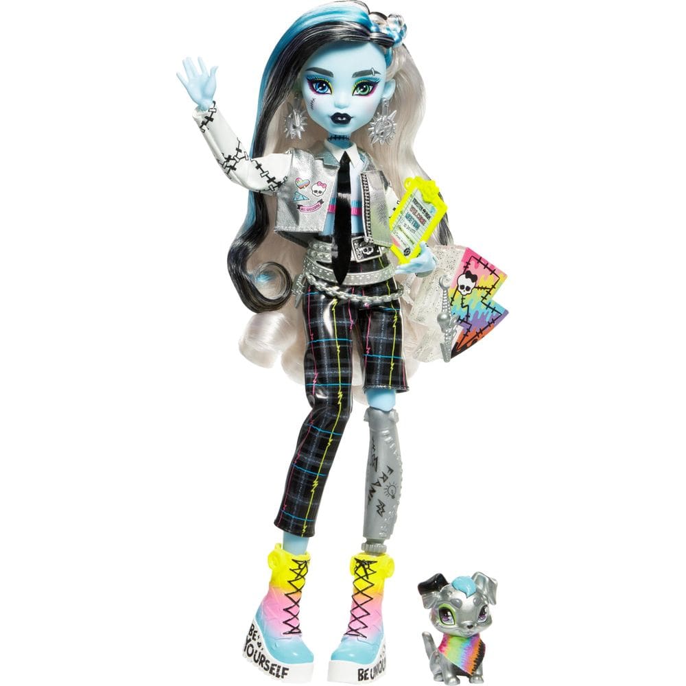 Comitê de boas-vindas de Frankie Stein da Doll Monster High com 15 acc