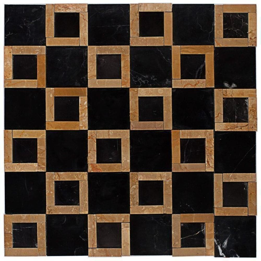 Kit 1m² Pastilha de Vidro Mesclada 30cm X 30cm Preto