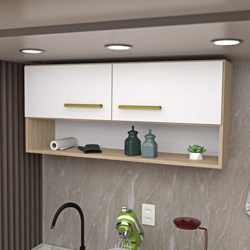 Armário Aéreo Cozinha Modulado 2 Portas Compactas Dubai/Branco