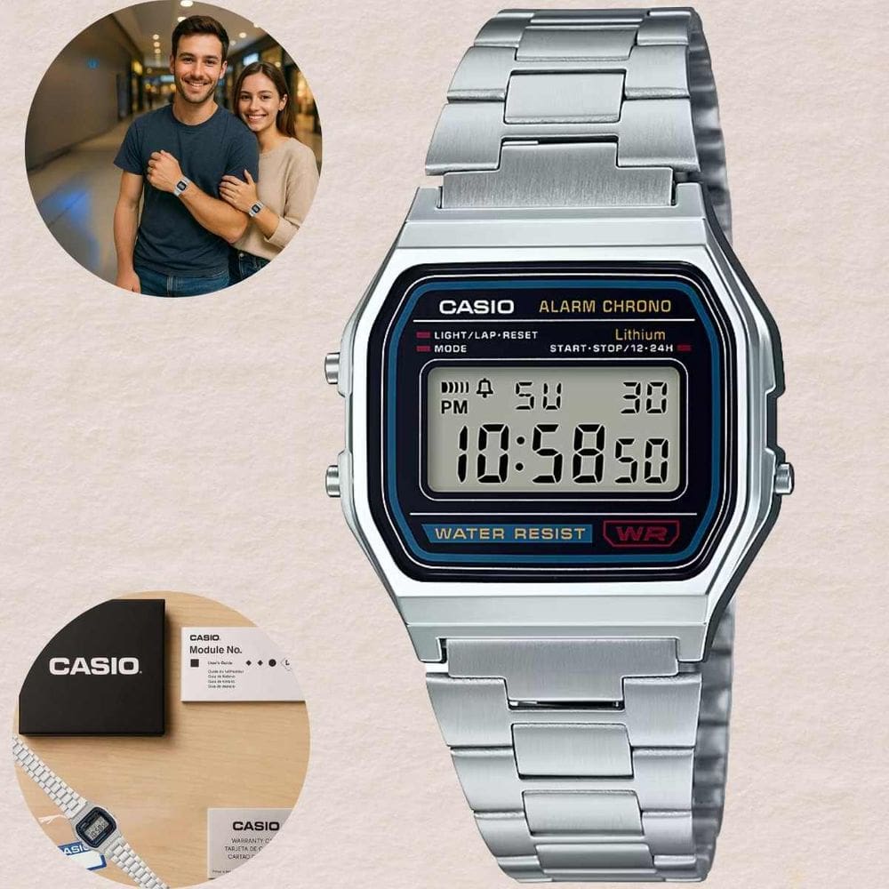 Relógio Casio Unissex Digital Vintage Prata A158WA-1DF