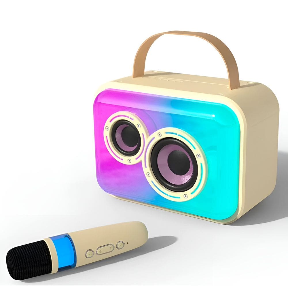 Mini Caixa De Som Bluetooth Portátil Karaoke Com Microfone