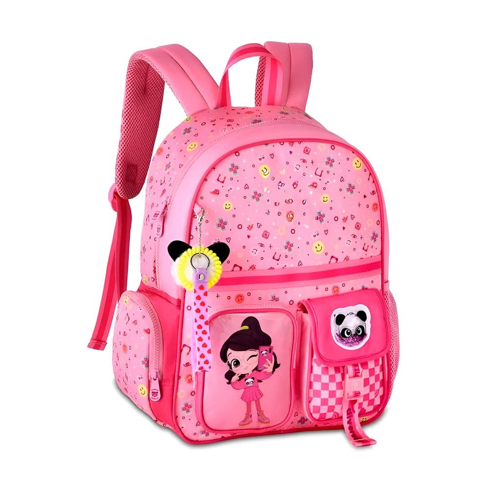 Mochila Infantil Juvenil 14L Rosa Reforçada Escolar Chaveiro