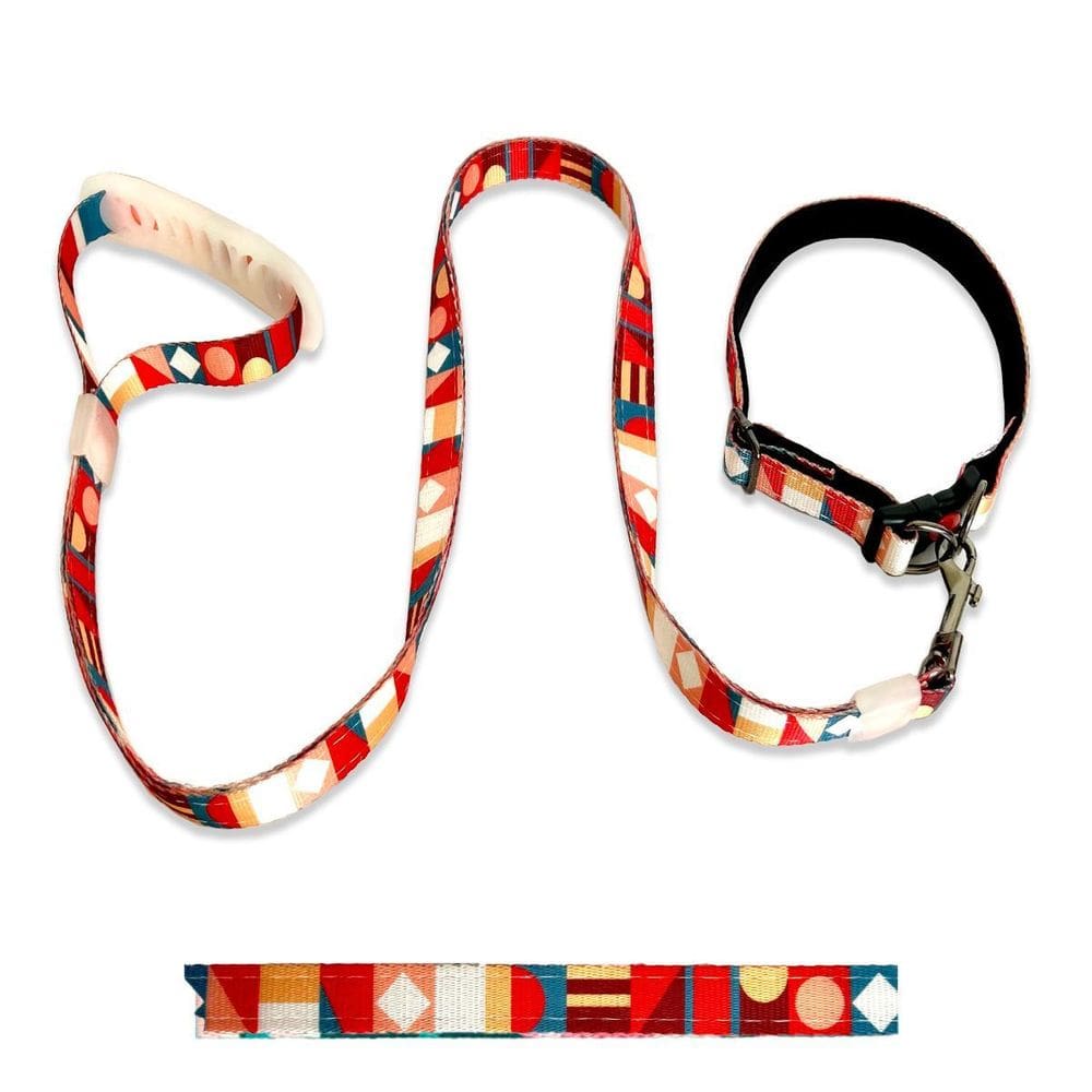 Coleira Guia Pet Cães Cachorro Reforçada Passeio Vermelho