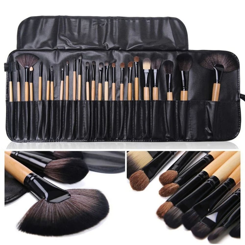 Conjunto de pincéis de maquiagem Professional Cosmetics, 24 unidades com estojo de couro
