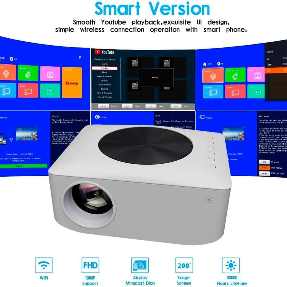 Projetor Yt2 Mini 4k Portátil 3000 Lumens 1080p