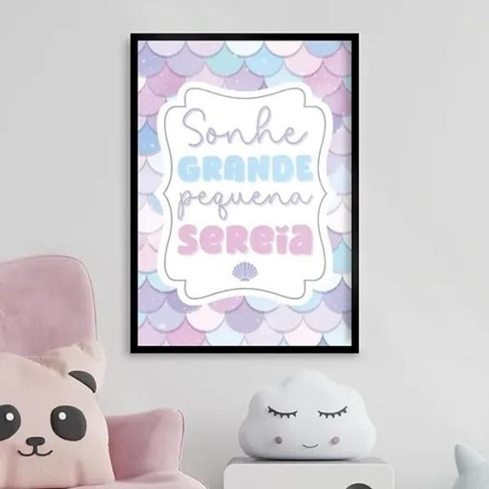 Quadro Sonhe Grande Pequena Sereia 24X18Cm - Com Vidro