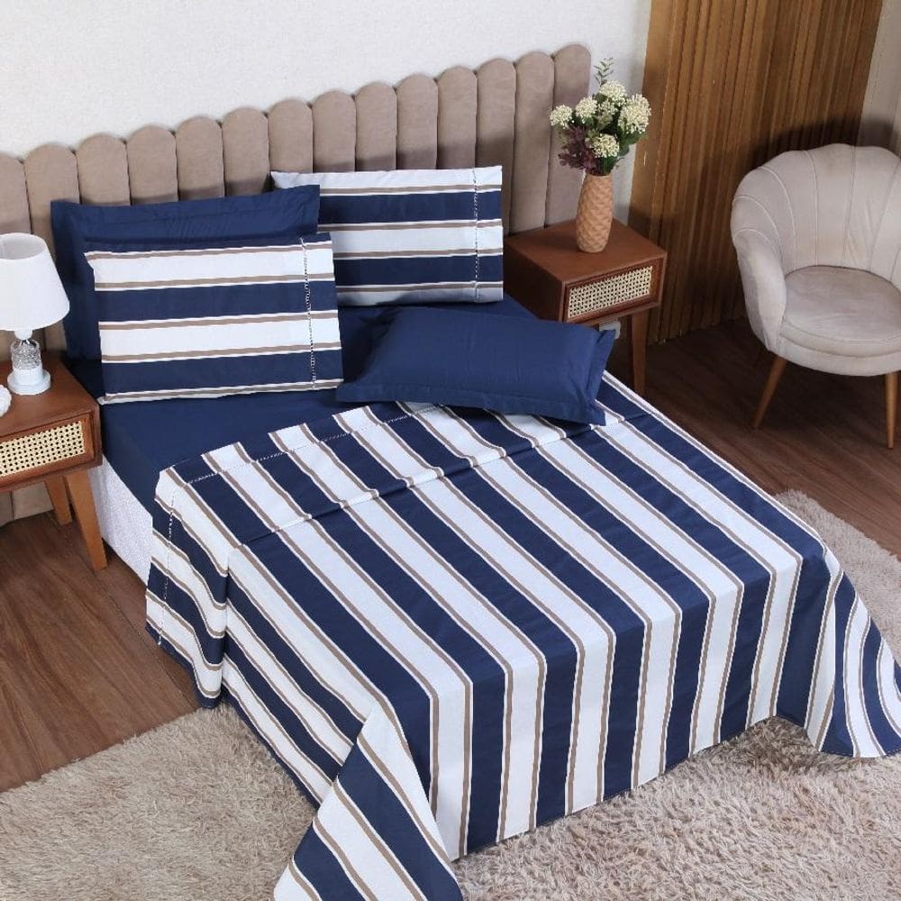 Jogo Cama Queen 6P Lençol + Fronha Esmeralda Percal 100%