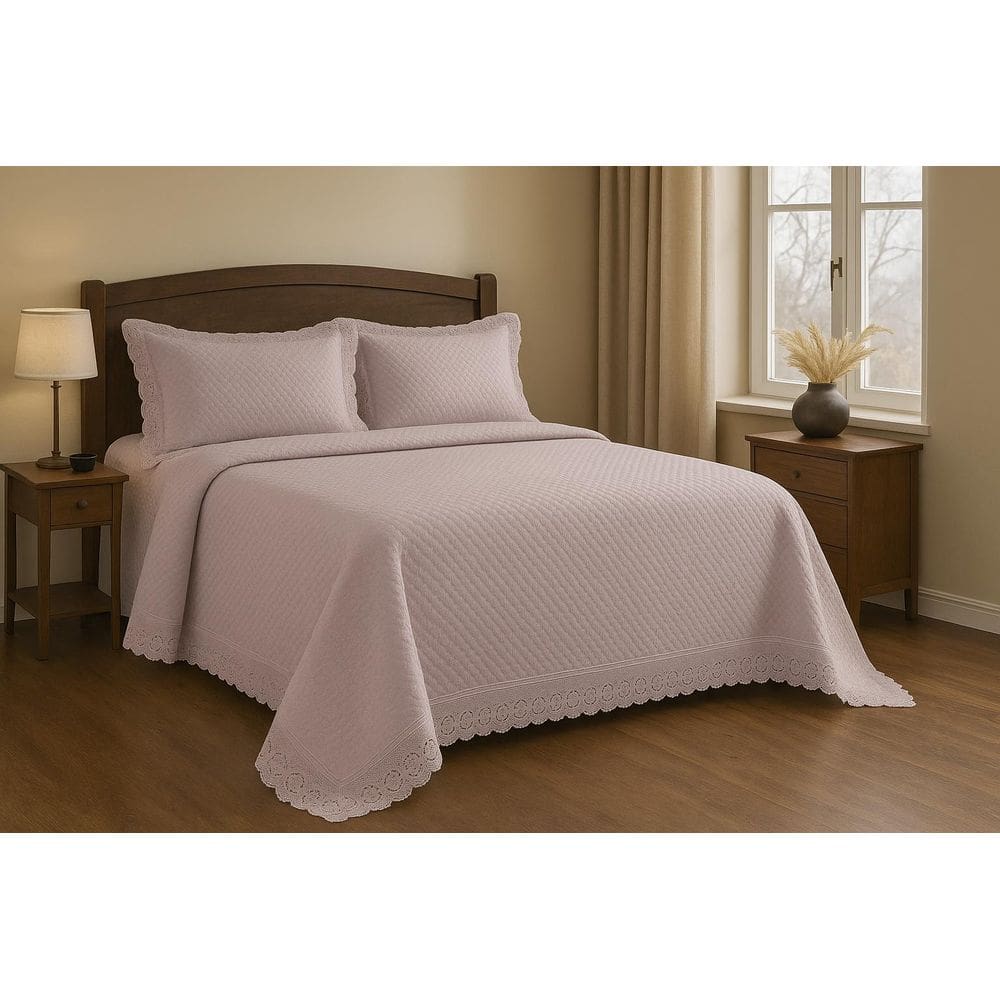 Jogo De Colcha Com Renda Paradis Casal 220X240Cm - Rosa